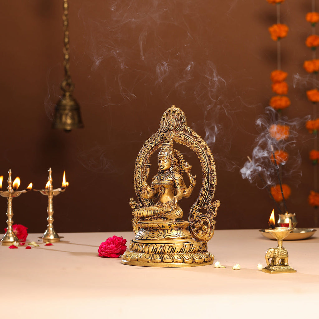 Brass Goddess Sitting Lakshmi Idol (11.2 Inch) Vedansh Craft