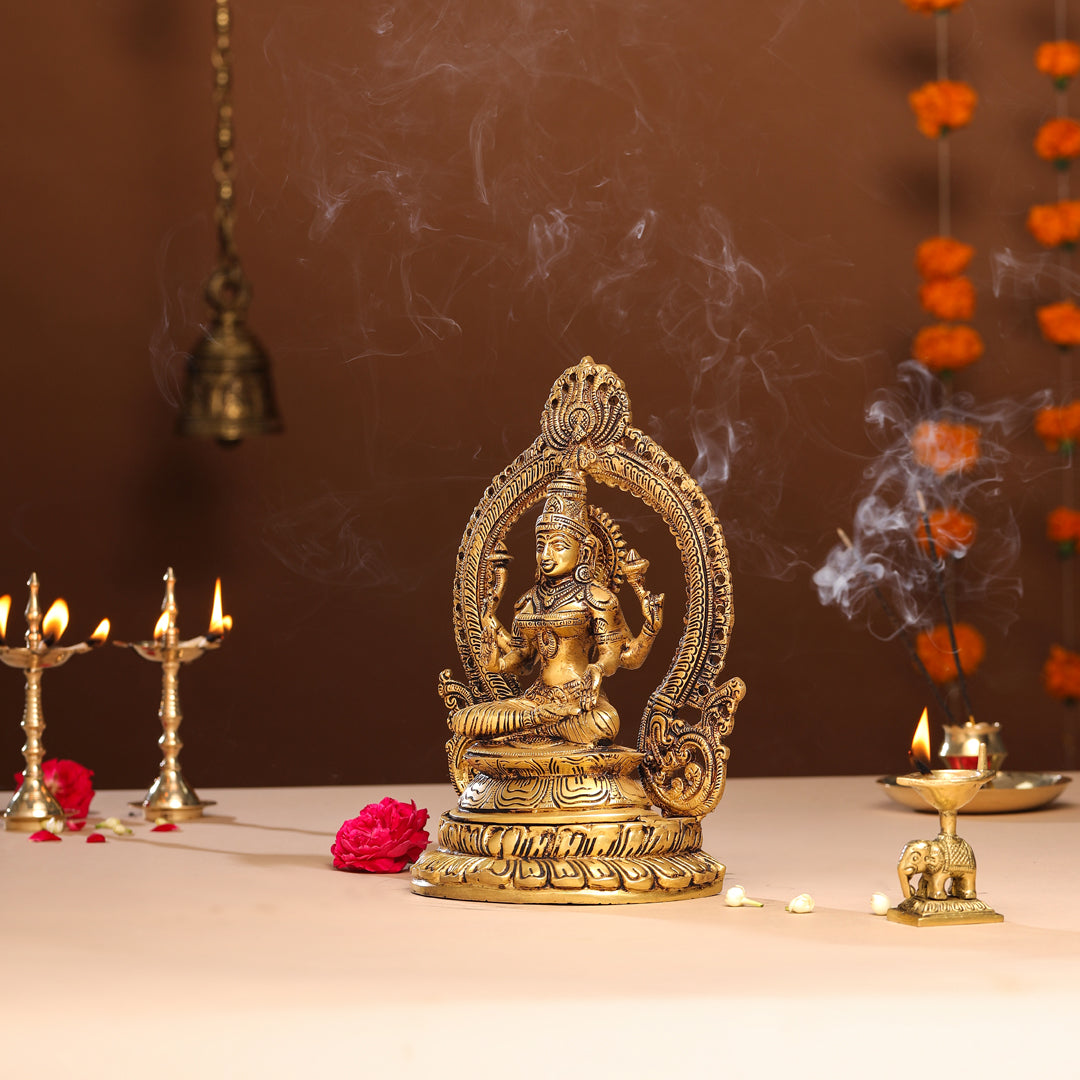 Brass Goddess Sitting Lakshmi Idol (11.2 Inch) Vedansh Craft