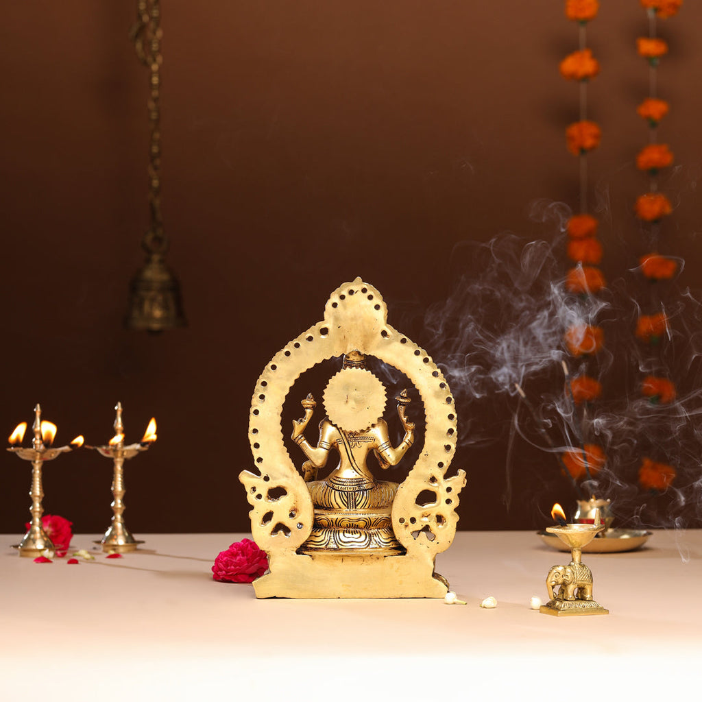 Brass Goddess Sitting Lakshmi Idol (11.2 Inch) Vedansh Craft