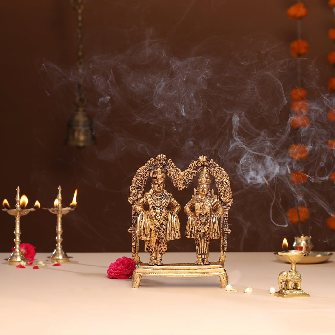 Brass Vitthal Rukmini Statue (9 Inch) Vedansh Craft