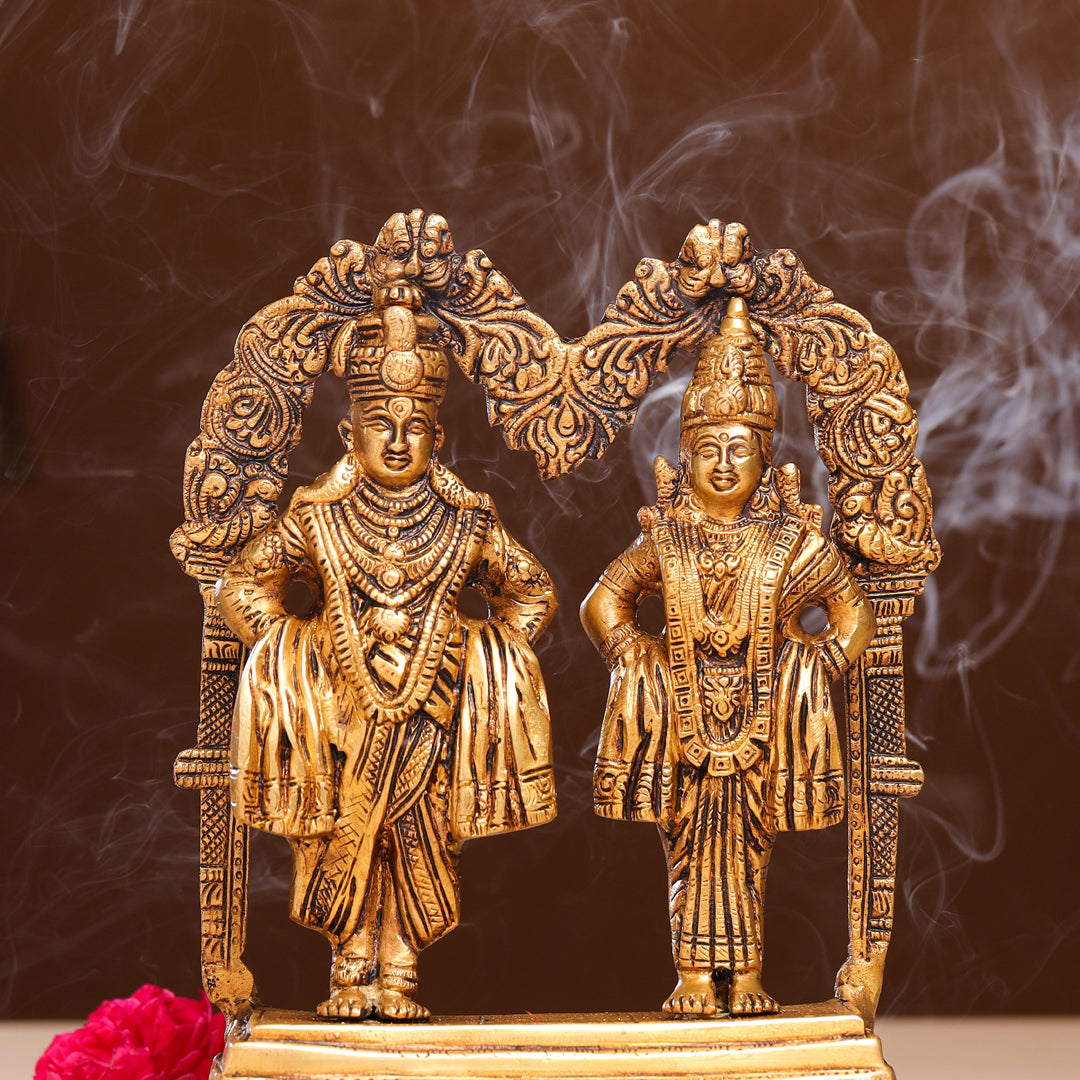 Brass Vitthal Rukmini Statue (9 Inch) Vedansh Craft