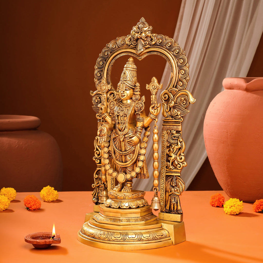 Brass Frame Tirupati Balaji Venkateshwar Idol (22 Inch) Vedansh Craft