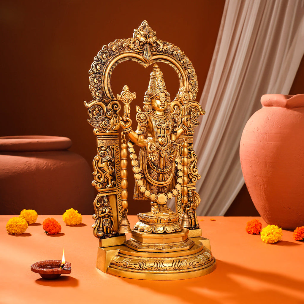 Brass Frame Tirupati Balaji Venkateshwar Idol (22 Inch) Vedansh Craft