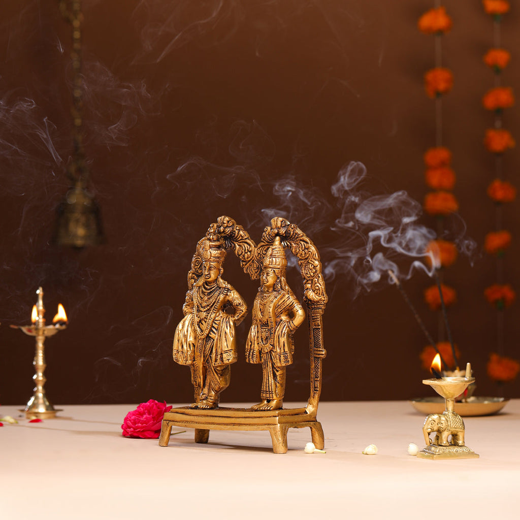 Brass Vitthal Rukmini Statue (9 Inch) Vedansh Craft