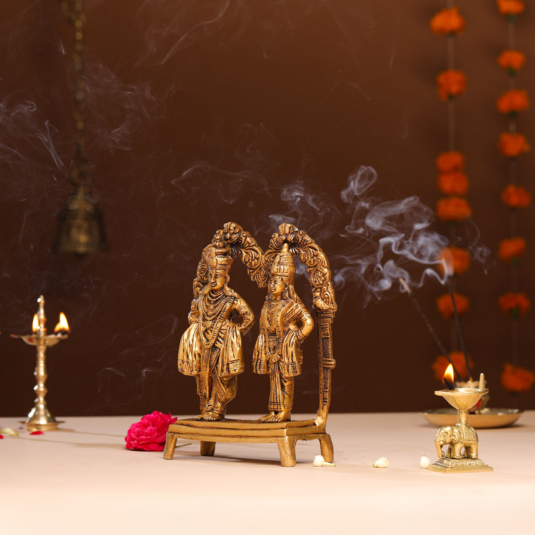 Brass Vitthal Rukmini Statue (9 Inch) Vedansh Craft