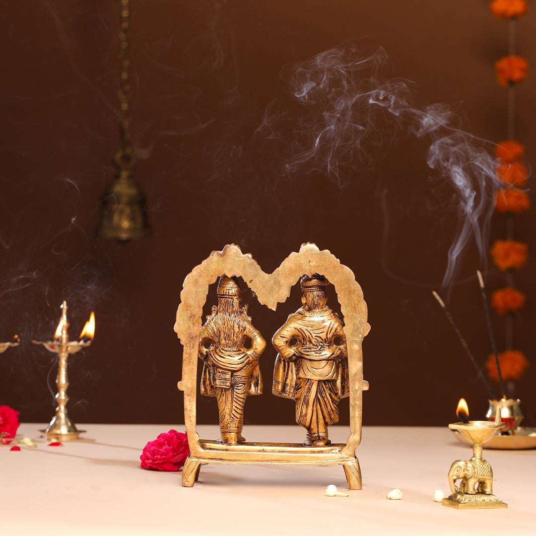 Brass Vitthal Rukmini Statue (9 Inch) Vedansh Craft