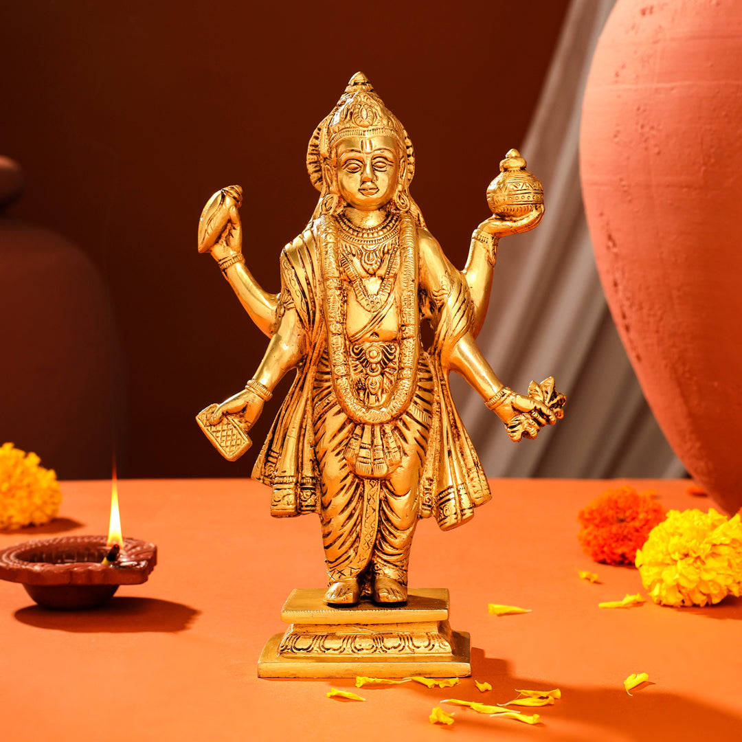 Brass Lord Dhanvantari Idol (10 Inch) Vedansh Craft