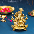 Brass Pagdi Sitting Ganesha On Chowki (7.8 Inch) Vedansh Craft