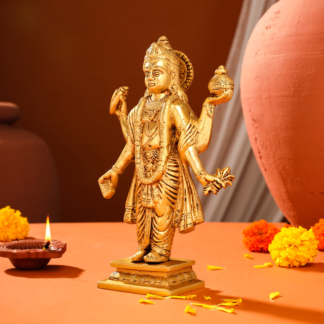 Brass Lord Dhanvantari Idol (10 Inch) Vedansh Craft