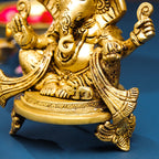 Brass Pagdi Sitting Ganesha On Chowki (7.8 Inch) Vedansh Craft