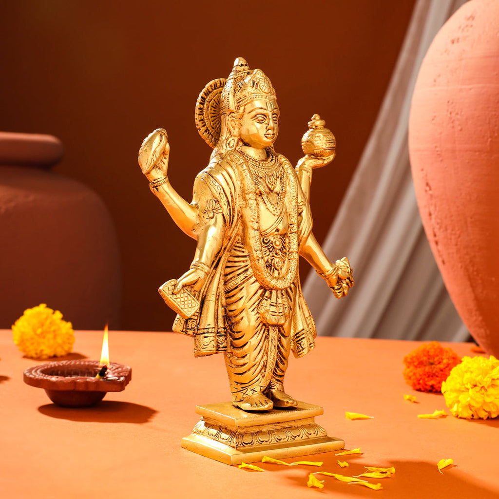 Brass Lord Dhanvantari Idol (10 Inch) Vedansh Craft