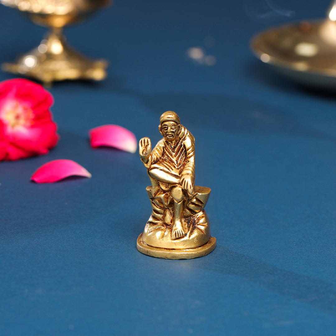 Brass Sai Baba Idol With Pearl Box (2.2 Inch) Vedansh Craft
