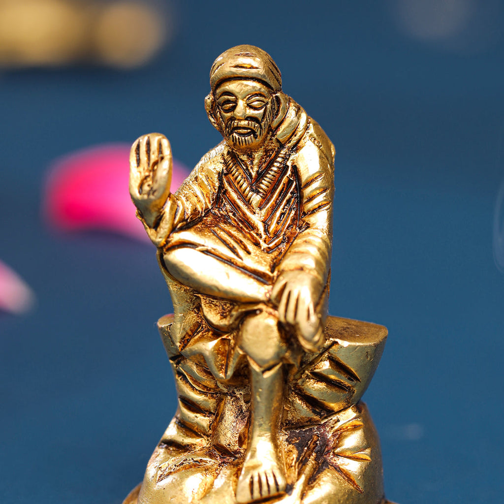 Brass Sai Baba Idol With Pearl Box (2.2 Inch) Vedansh Craft