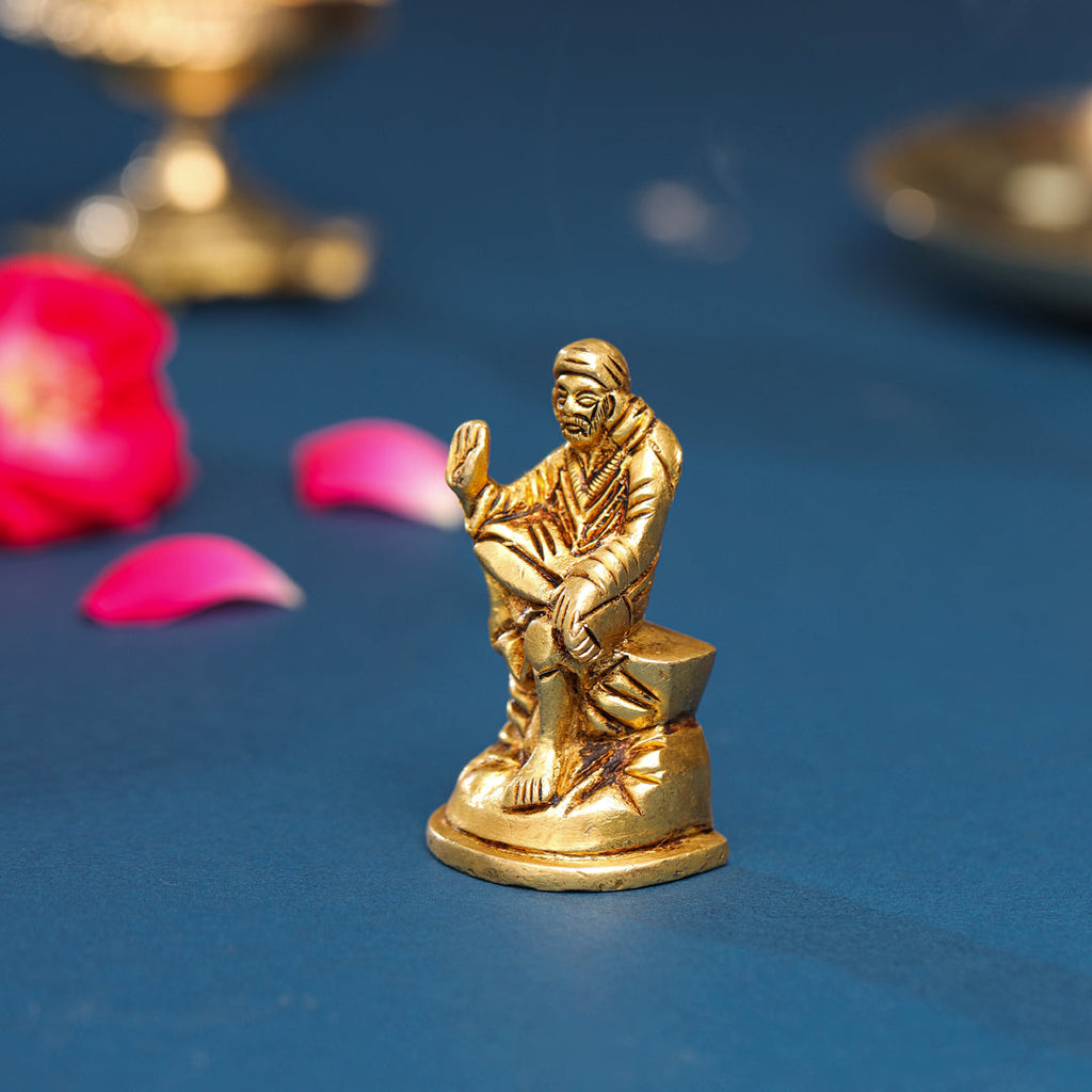 Brass Sai Baba Idol With Pearl Box (2.2 Inch) Vedansh Craft