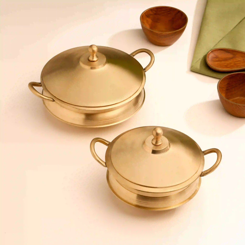 Brass Serving Pot With Lid And Handle Vedansh Craft