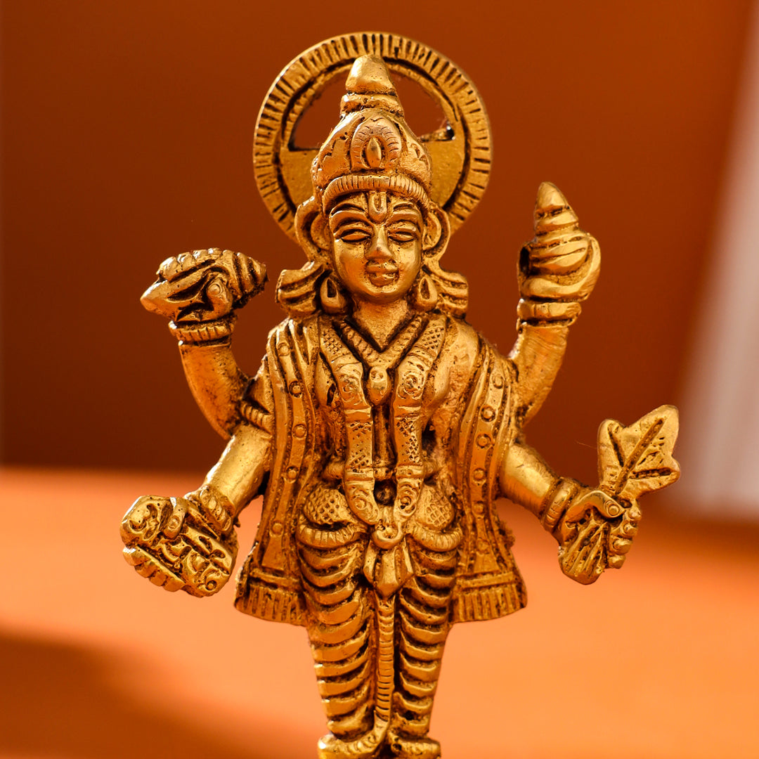 Brass Lord Dhanvantari Idol (4 Inch) Vedansh Craft