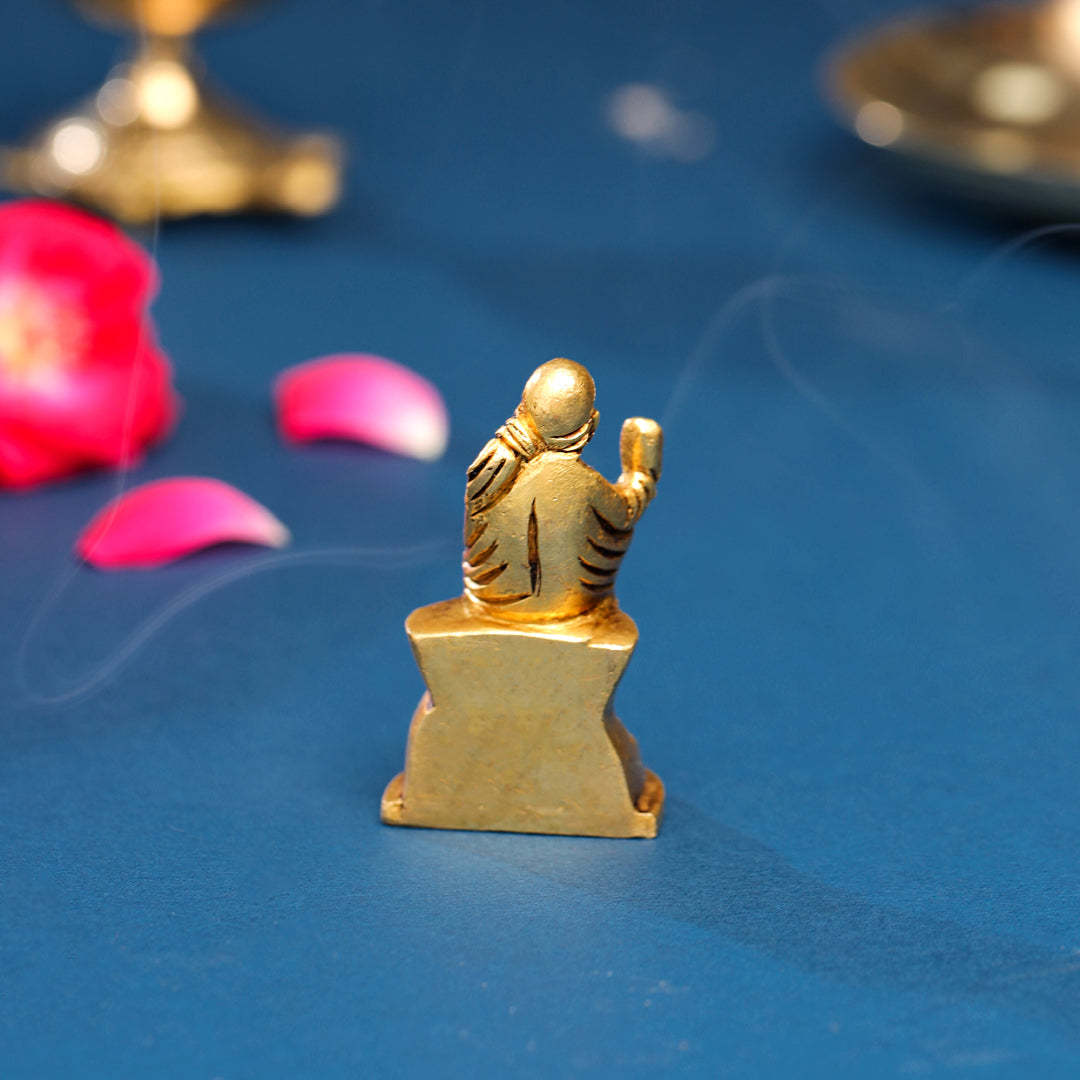 Brass Sai Baba Idol With Pearl Box (2.2 Inch) Vedansh Craft