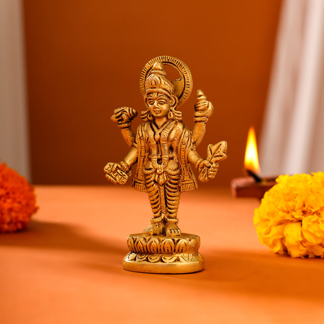 Brass Lord Dhanvantari Idol (4 Inch) Vedansh Craft