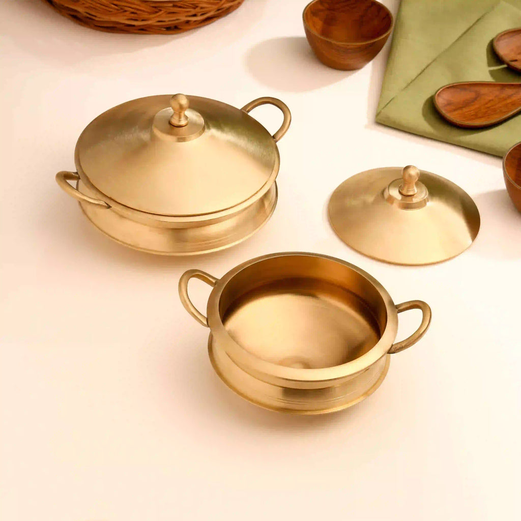 Brass Serving Pot With Lid And Handle Vedansh Craft