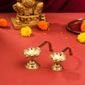 Brass Aarti Diya With Handle Vedansh Craft