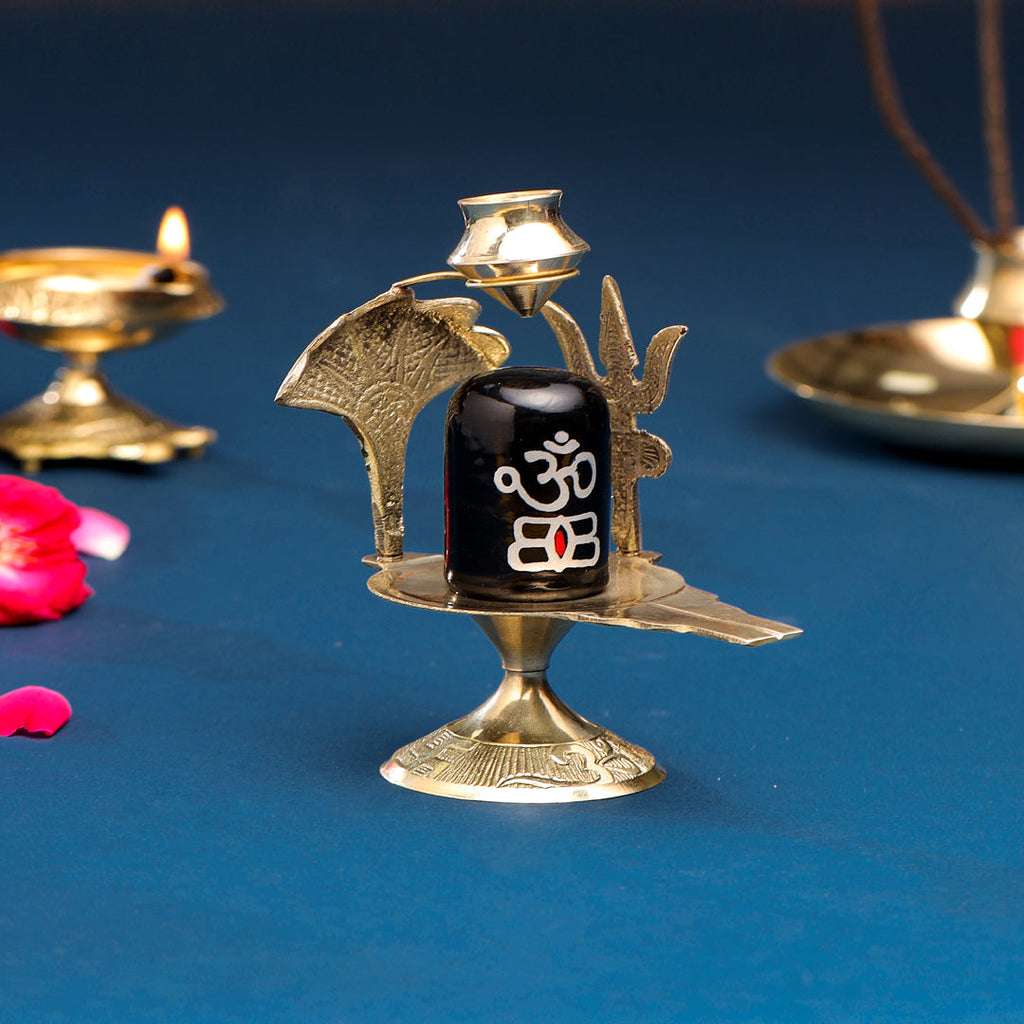 Brass Stone Shivling Idol (5 Inch) Vedansh Craft