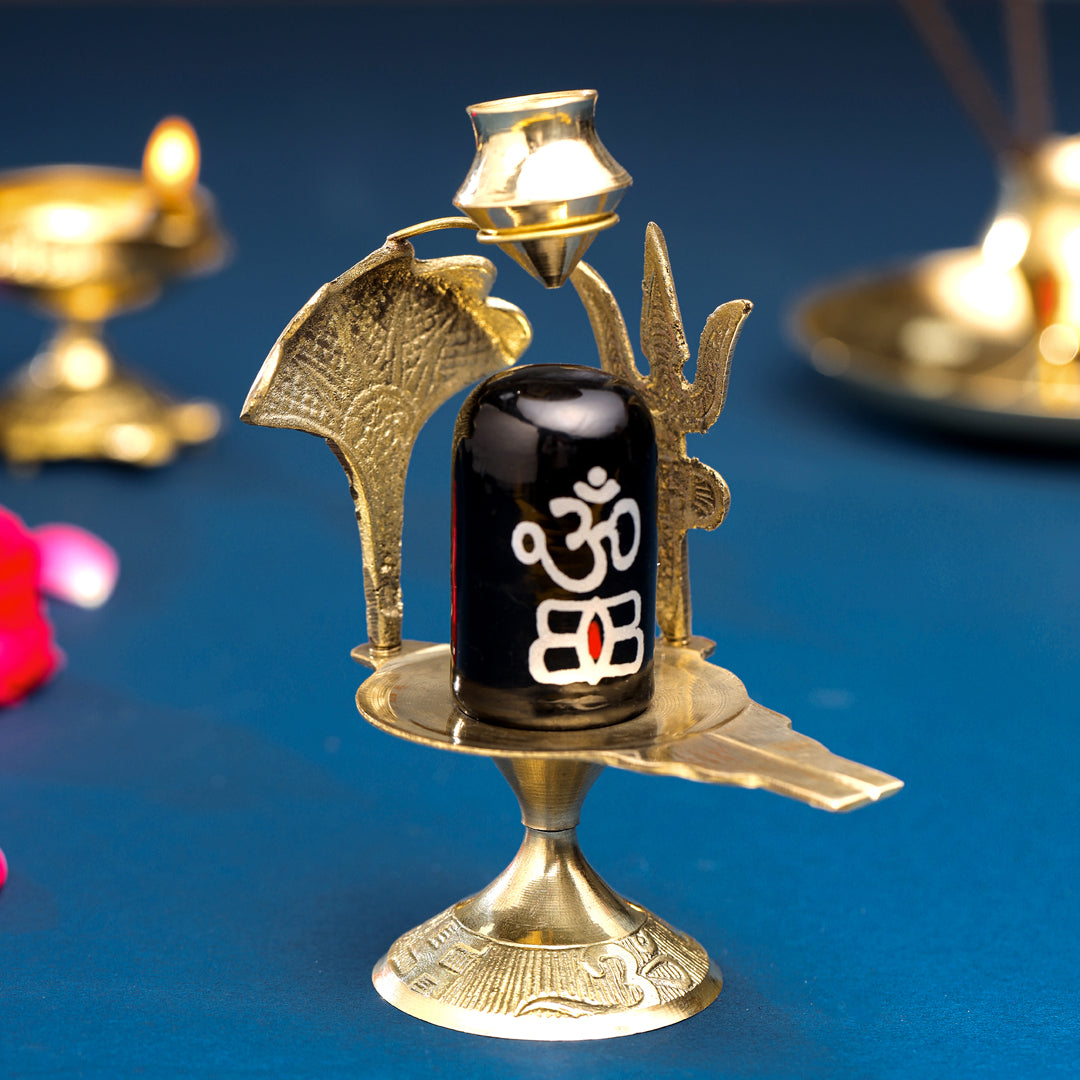 Brass Stone Shivling Idol (5 Inch) Vedansh Craft