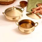 Brass Serving Pot With Lid And Handle Vedansh Craft