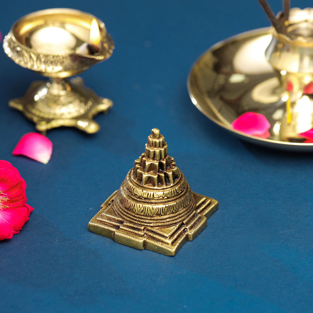 Brass Superfine Maha Meru Shree Yantra (2 Inch) Vedansh Craft