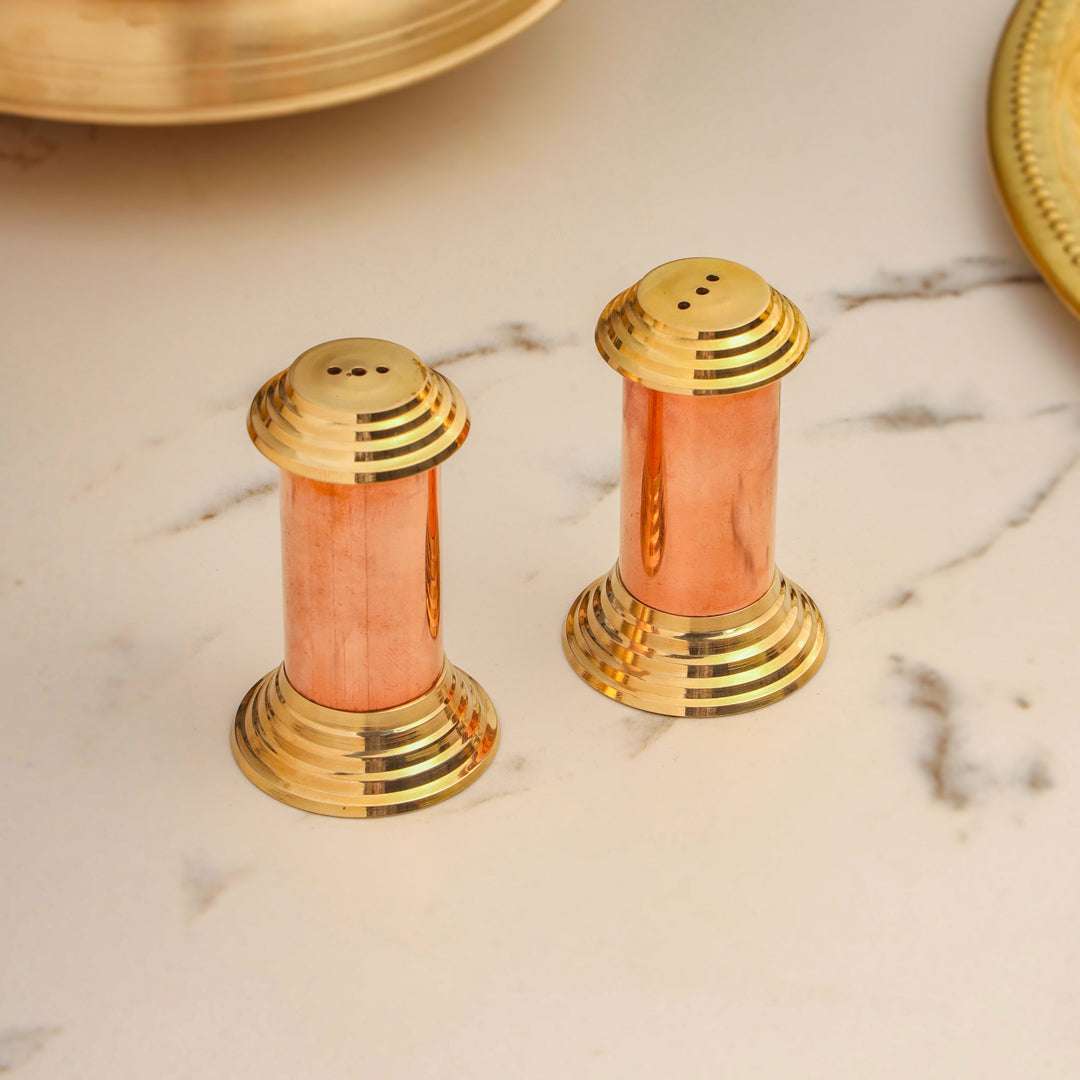 Brass/Copper Salt & Pepper Shakers Set Of Two (2.8 Inch) Vedansh Craft