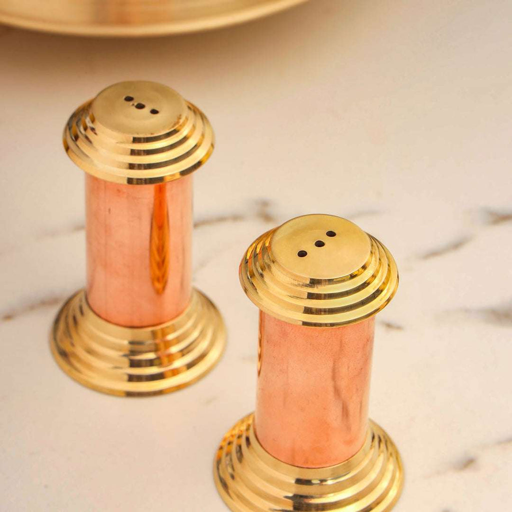 Brass/Copper Salt & Pepper Shakers Set Of Two (2.8 Inch) Vedansh Craft