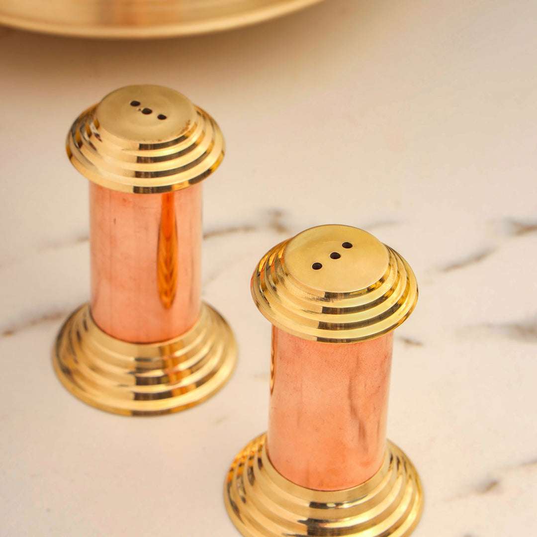 Brass/Copper Salt & Pepper Shakers Set Of Two (2.8 Inch) Vedansh Craft