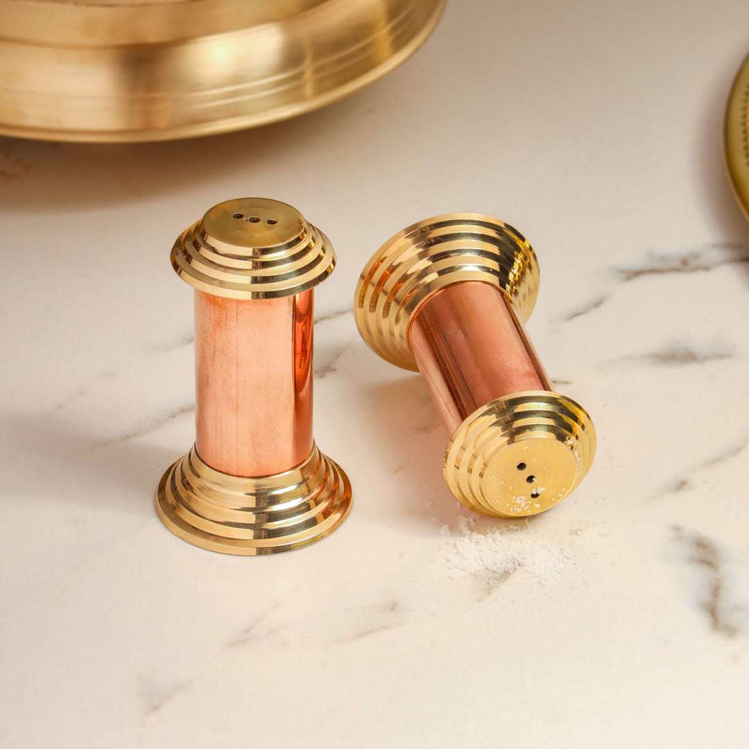 Brass/Copper Salt & Pepper Shakers Set Of Two (2.8 Inch) Vedansh Craft