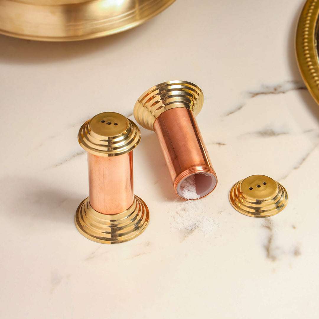 Brass/Copper Salt & Pepper Shakers Set Of Two (2.8 Inch) Vedansh Craft