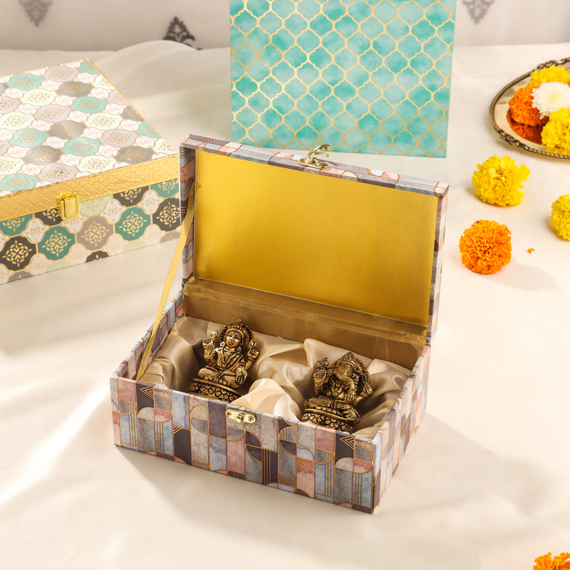 Brass Sitting Ganesha & Lakshmi Idol Corporate Festive Hamper Vedansh Craft
