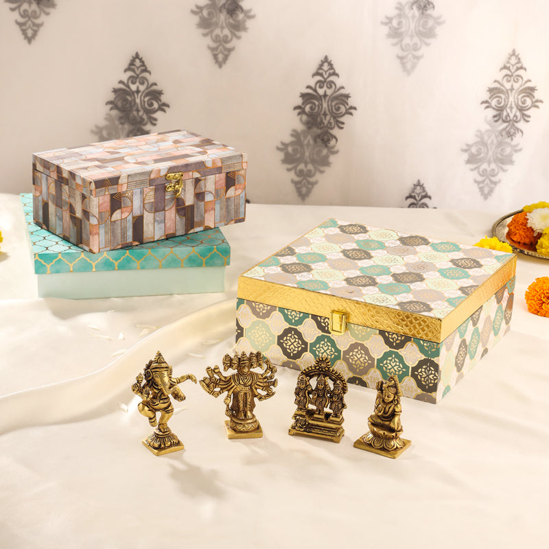 Brass Ganesha , Ram Darbar, Shiva & Hanuman Idol House Warming Gift Hamper Vedansh Craft