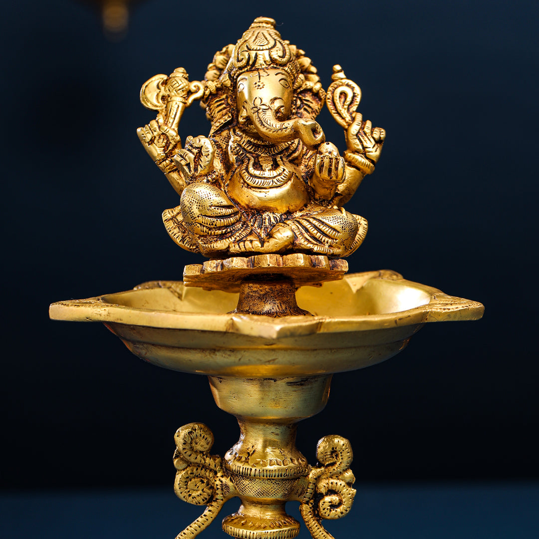 Brass Ganesha Diya/Lamp (12.5 Inch) Vedansh Craft