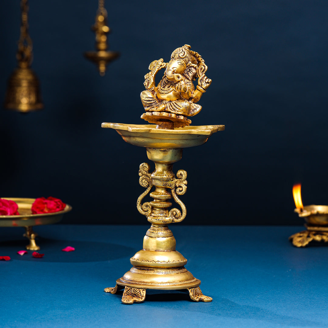 Brass Ganesha Diya/Lamp (12.5 Inch) Vedansh Craft