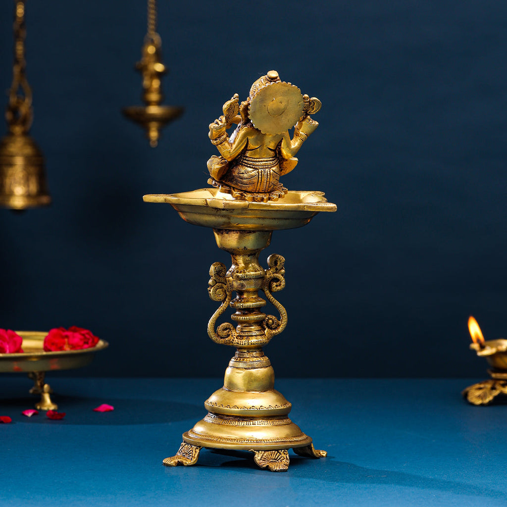 Brass Ganesha Diya/Lamp (12.5 Inch) Vedansh Craft