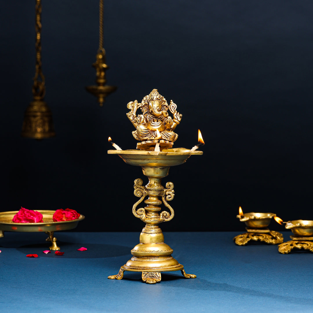 Brass Ganesha Diya/Lamp (12.5 Inch) Vedansh Craft