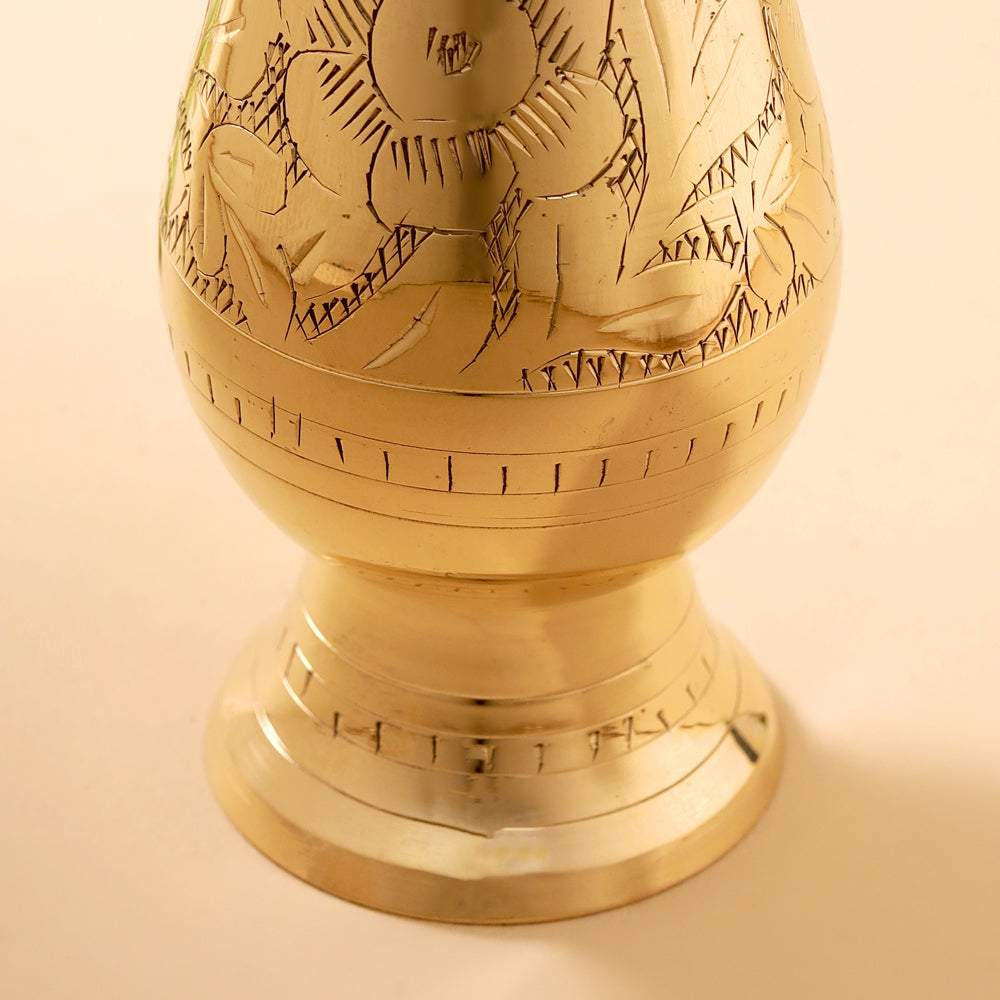 Brass Handcarved Flower Vase Vedansh Craft