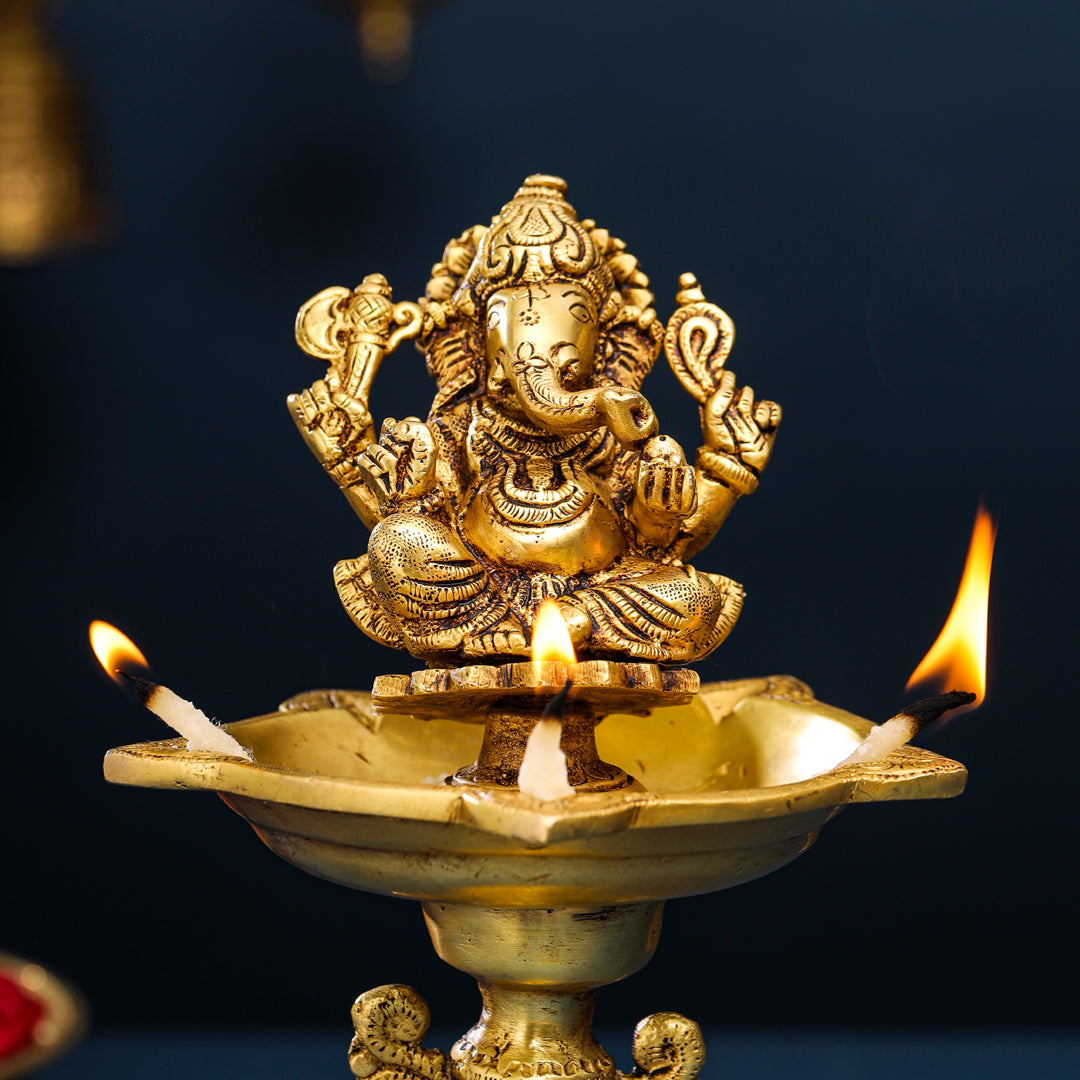 Brass Ganesha Diya/Lamp (12.5 Inch) Vedansh Craft