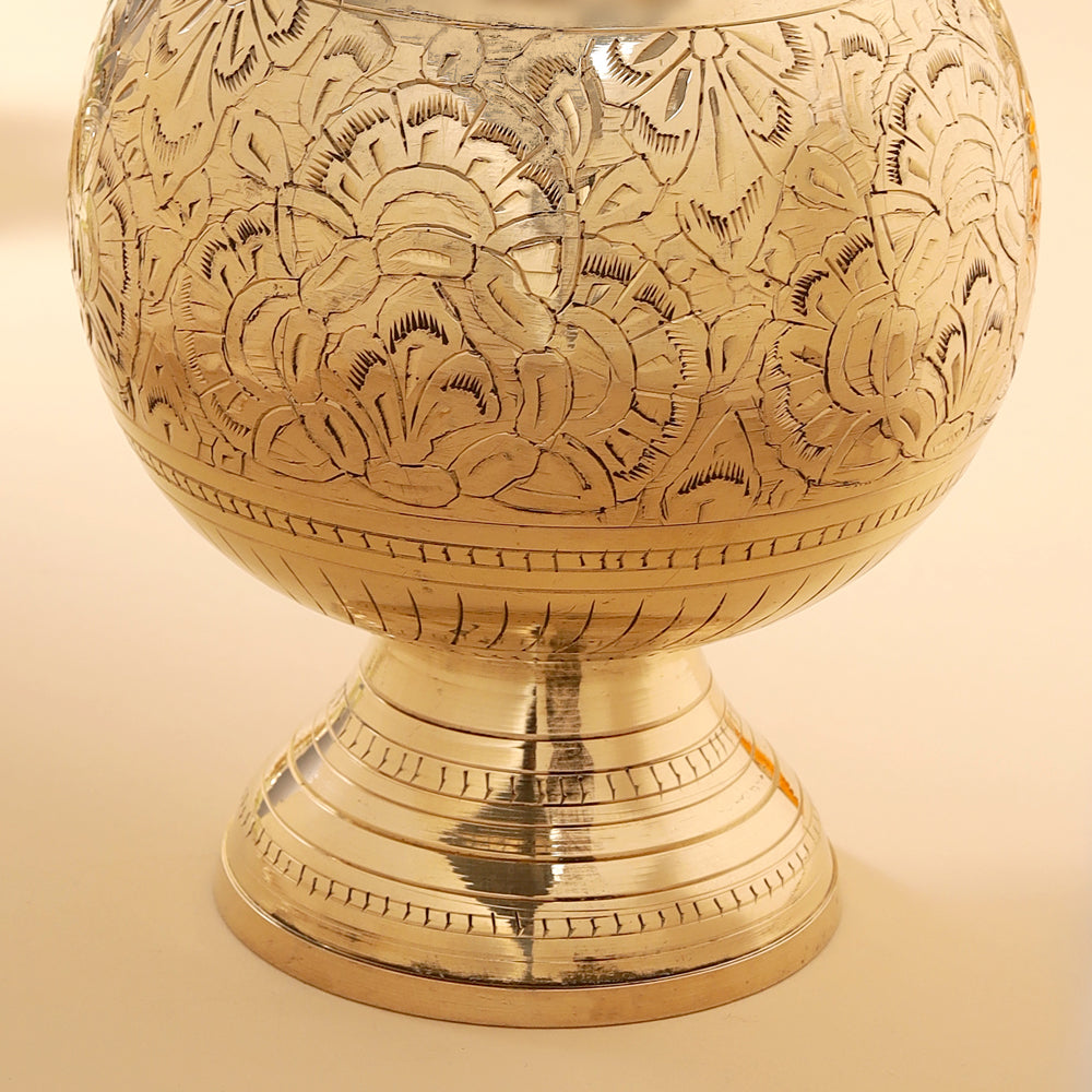 Brass Hand carved Flower Vase Vedansh Craft