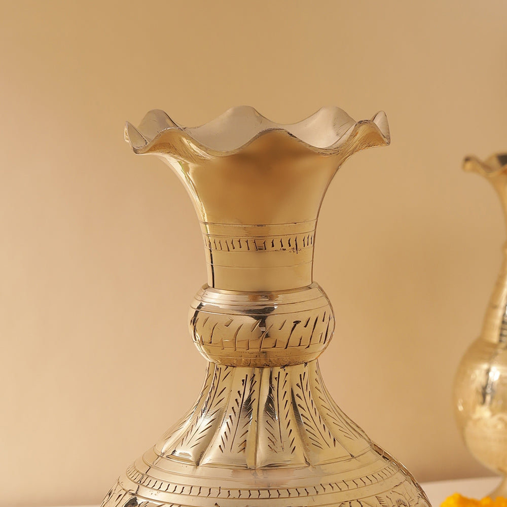 Brass Hand carved Flower Vase Vedansh Craft
