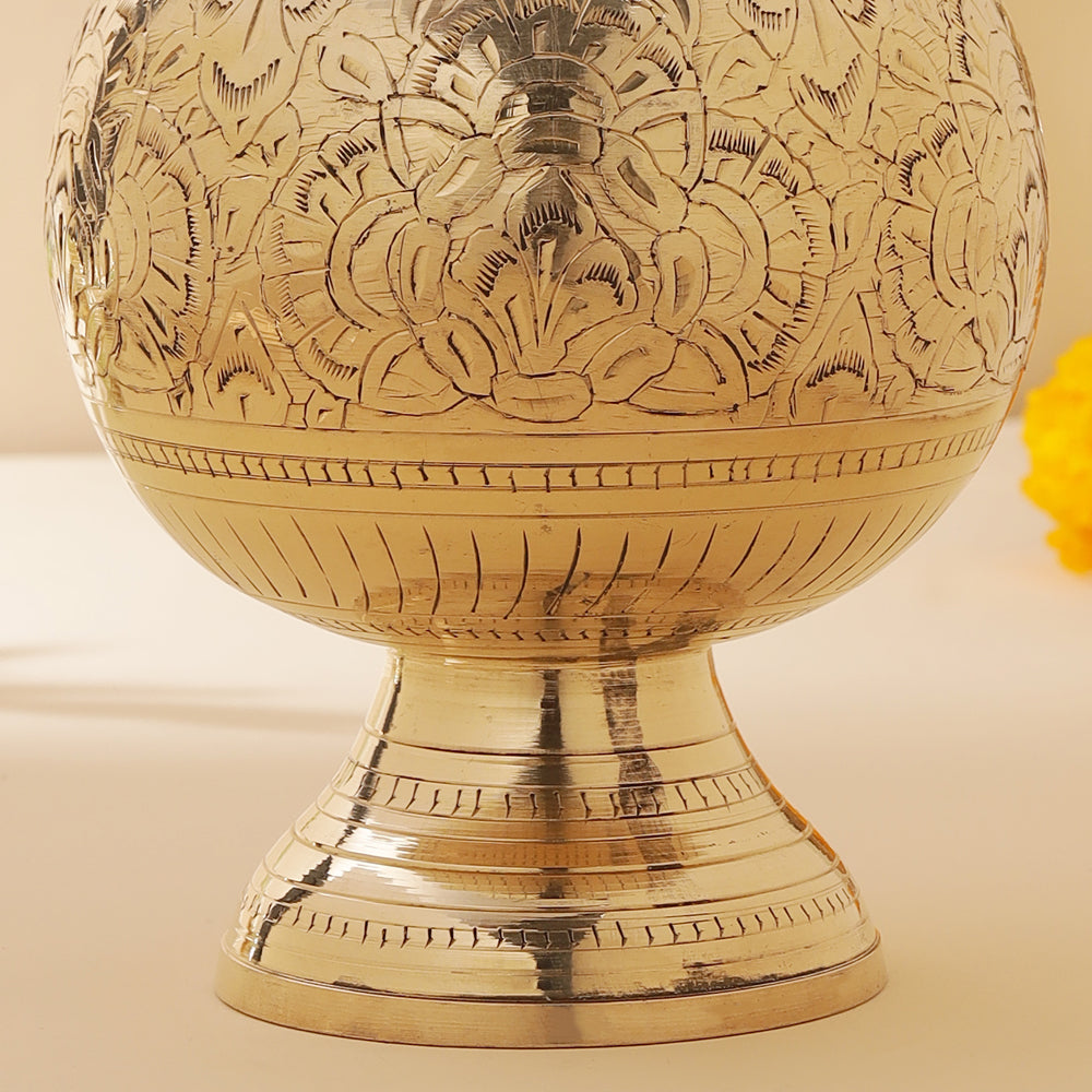 Brass Hand carved Flower Vase Vedansh Craft