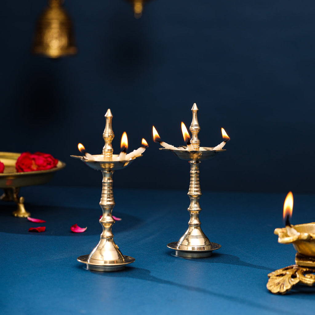 Brass Samai/Lamp Pair (6 Inch) Vedansh Craft