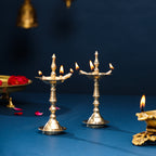 Brass Samai/Lamp Pair (6 Inch) Vedansh Craft