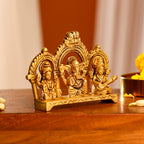 Brass Sitting Ganesha, Lakshmi And Saraswati Idols (3 Inch) Vedansh Craft