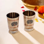 Brass Hand Painted Kalai Glass Pair (4.2 Inch) Vedansh Craft