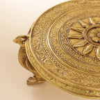 Brass Superfine Chowki With Peacock Pillars (5 Inch) Vedansh Craft