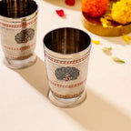 Brass Hand Painted Kalai Glass Pair (4.2 Inch) Vedansh Craft